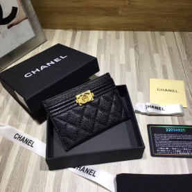 CHANEL 샤넬 캐비어 보이 카드홀더 4COLOR (금장/은장)