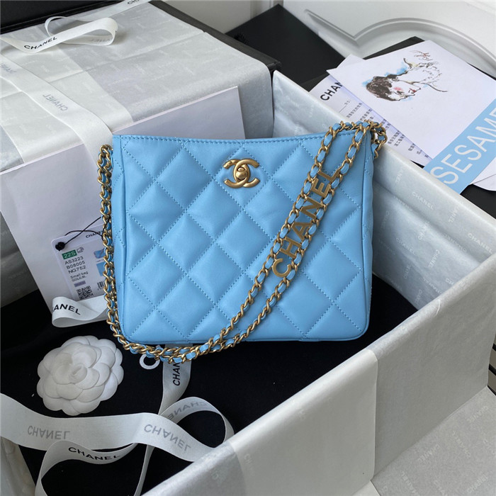 CHANEL 샤넬 스몰 로고 램스킨 호보백 AS3223 4COLOR