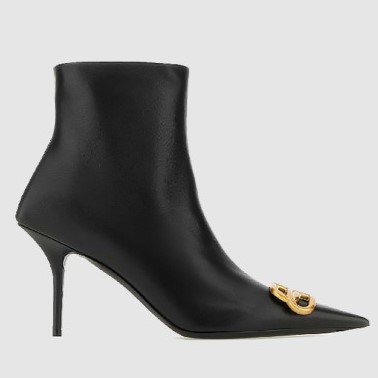 BALENCIAGA 발렌시아가 여성용 부츠 BB 로고 장식 레더 앵클 부츠힐 764445