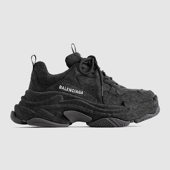 BALENCIAGA 발렌시아가 여성용 스니커즈 TRIPLE S 데님 스니커즈 536737