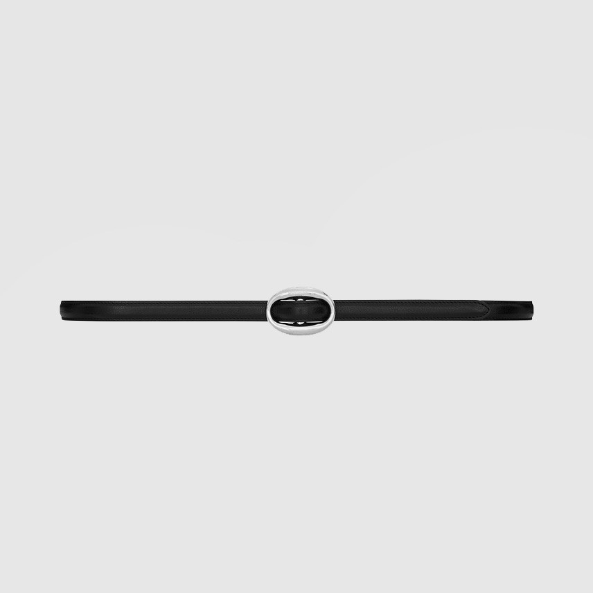 SAINT LAURENT 생로랑 부드러운 가죽 타원형 버클 슬림 벨트 756409 (15mm) 4COLOR