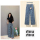 MIUMIU 미우미우 전판 로고 스트레이트진