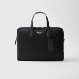 PRADA 프라다 리나일론 사피아노 가죽 브리프케이스 2VE005