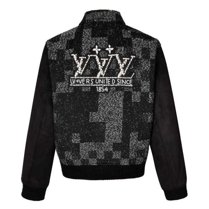 LOUIS VUITTON 루이비통 믹스 레더 바시티 블루종 자켓