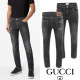 GUCCI 구찌 더블로고 레터링 자수 흑청 슬림진
