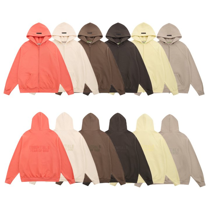 FEAR OF GOD 피어오브갓 에센셜 1109 톤온톤 백 로고 플리스 풀 후드 집업