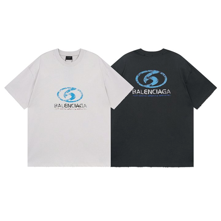 BALENCIAGA 발렌시아가 2396 서퍼 크랙 로고 구제 워싱 반팔