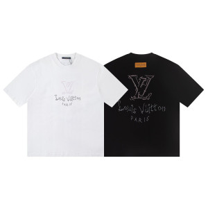 LOUIS VUITTON 루이비통 6383 엠브로이더드 시그니처 로고 반팔