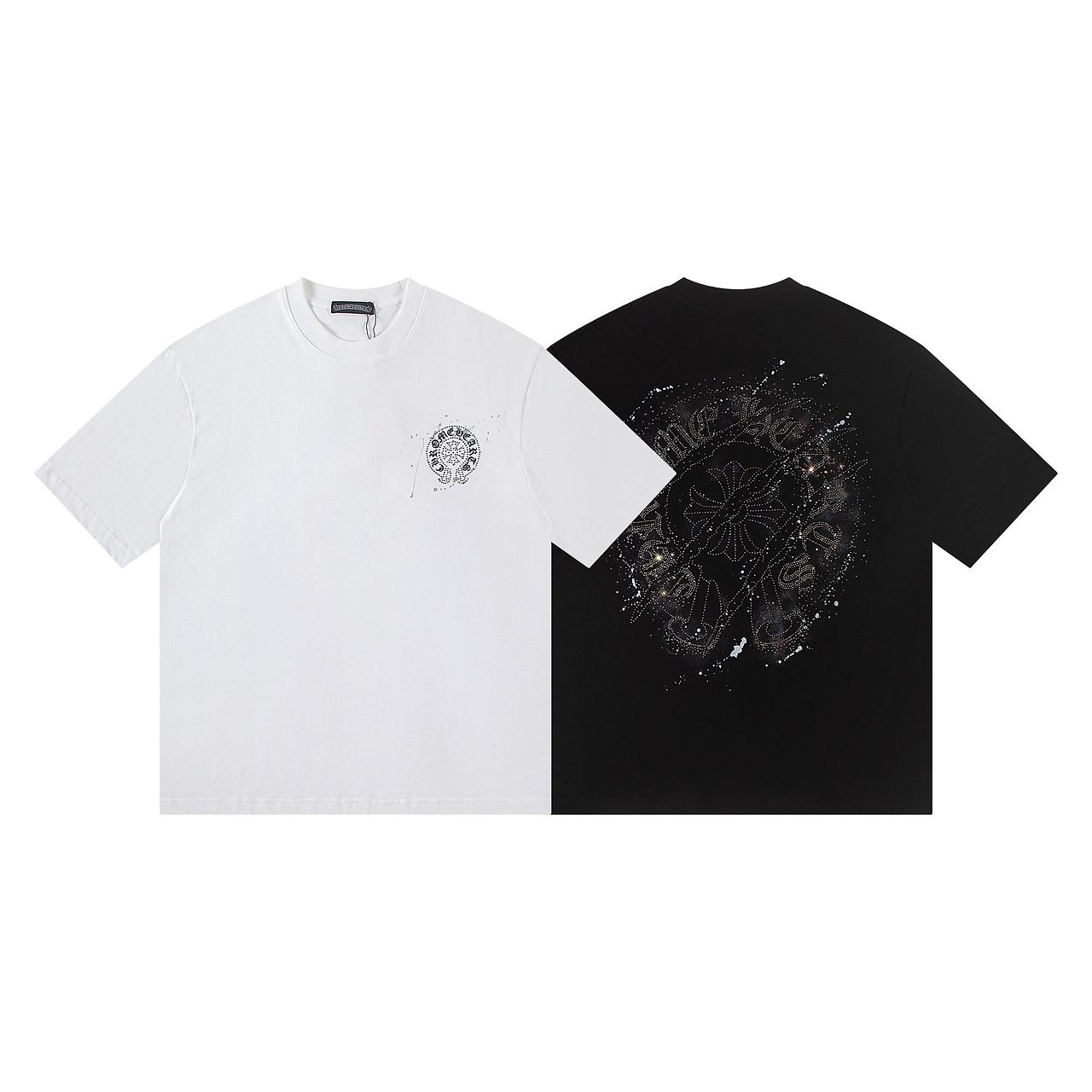 CHROME HEARTS 크롬하츠 6395 그래피티 크리스탈 홀스슈 반팔