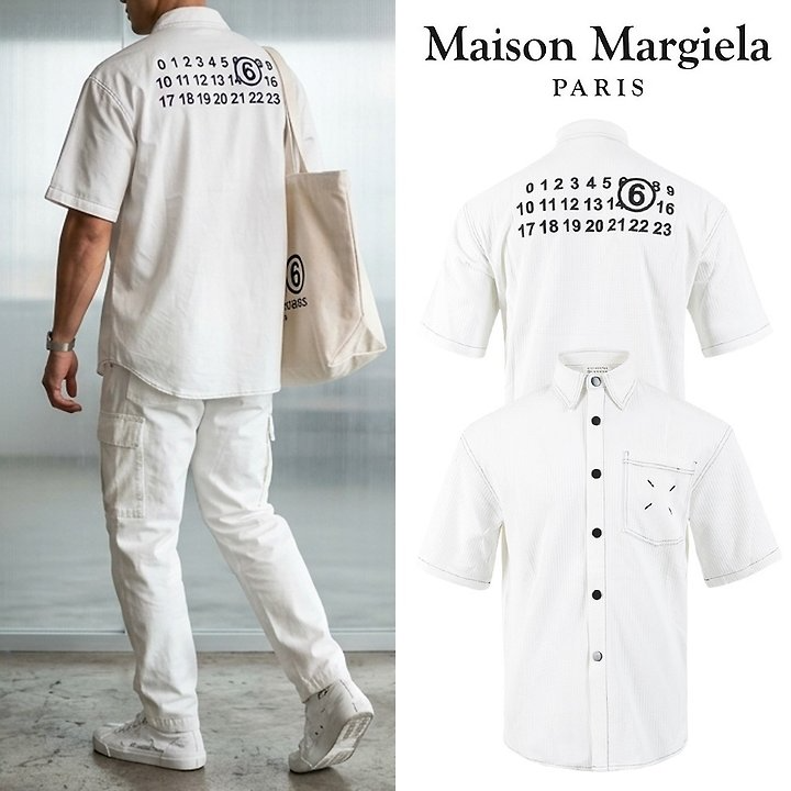 ●6월 판매 16위● MAISON MARGIELA 메종마르지엘라 백 넘버로고 스티치 오버핏 반팔 NB