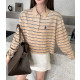 PRADA 프라다 607097 우먼 스트라이프 코튼 저지 폴로 티셔츠