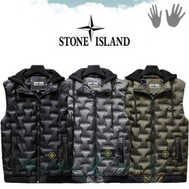 STONE ISLAND 스톤아일랜드 고주파 후드 패딩 베스트