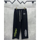 CHROME HEARTS 크롬하츠 7073 매티 보이 브레인 스테인 플로랄 크로스 스웨트 팬츠